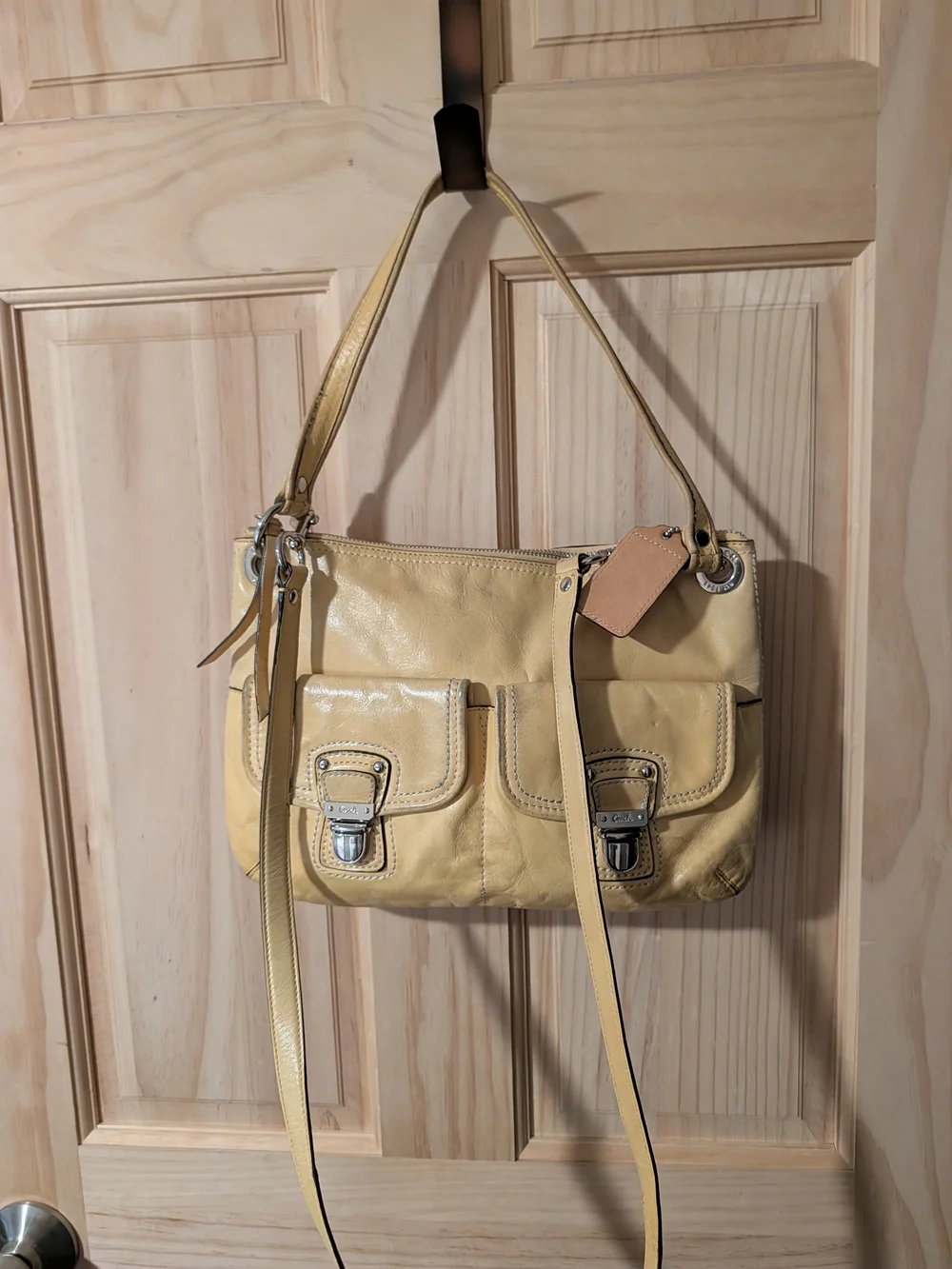 Coach Yellow Leather Dual-Flap Crossbody Bag